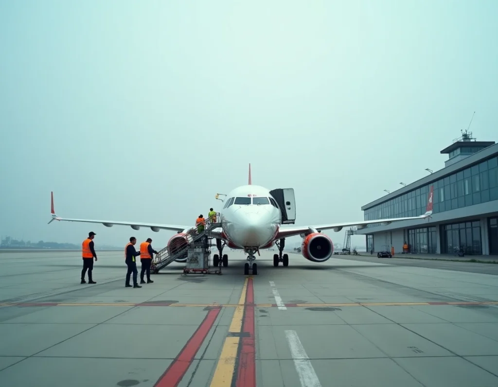 Avion commercial sur le tarmac d'un aéroport régional français, réglementation aérienne et transport 2026